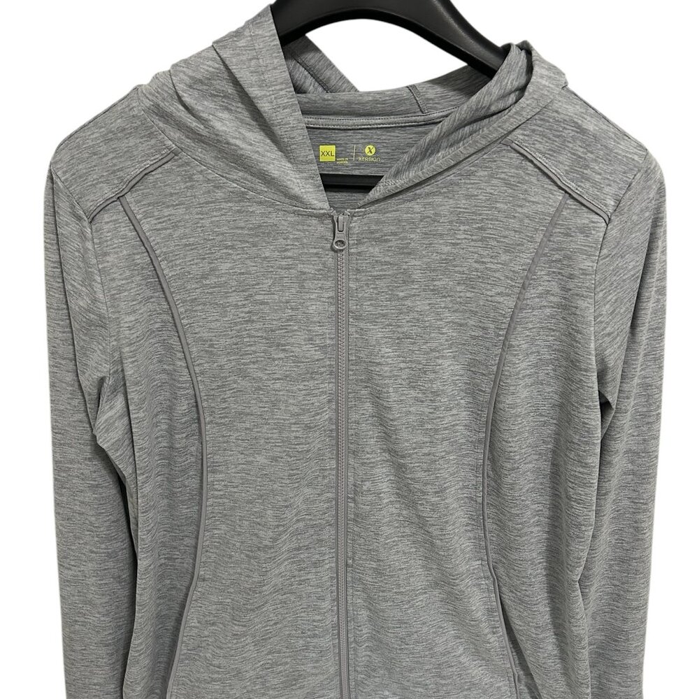 Xersion Hooded Full Zip Jacket Womens Size XXL Lightweight Gray